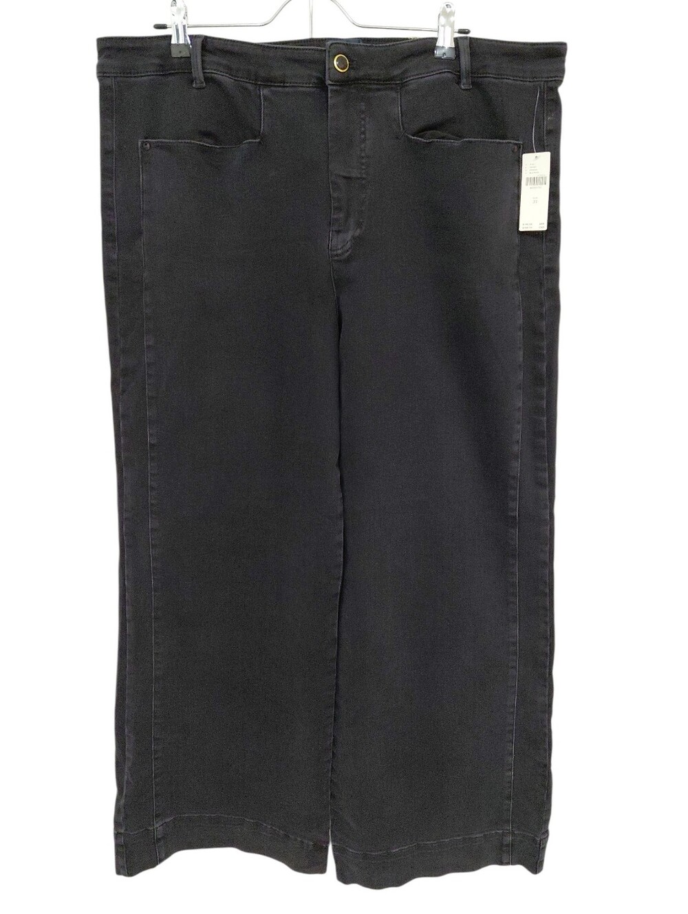 Maeve by Anthropologie High Waist Straight Wide Leg Black Trouser Jeans Size 33